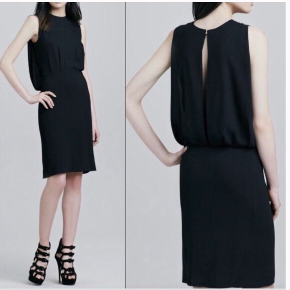 L'agence Womens Black Draped Elegant Open Back Clasp Dress LBD